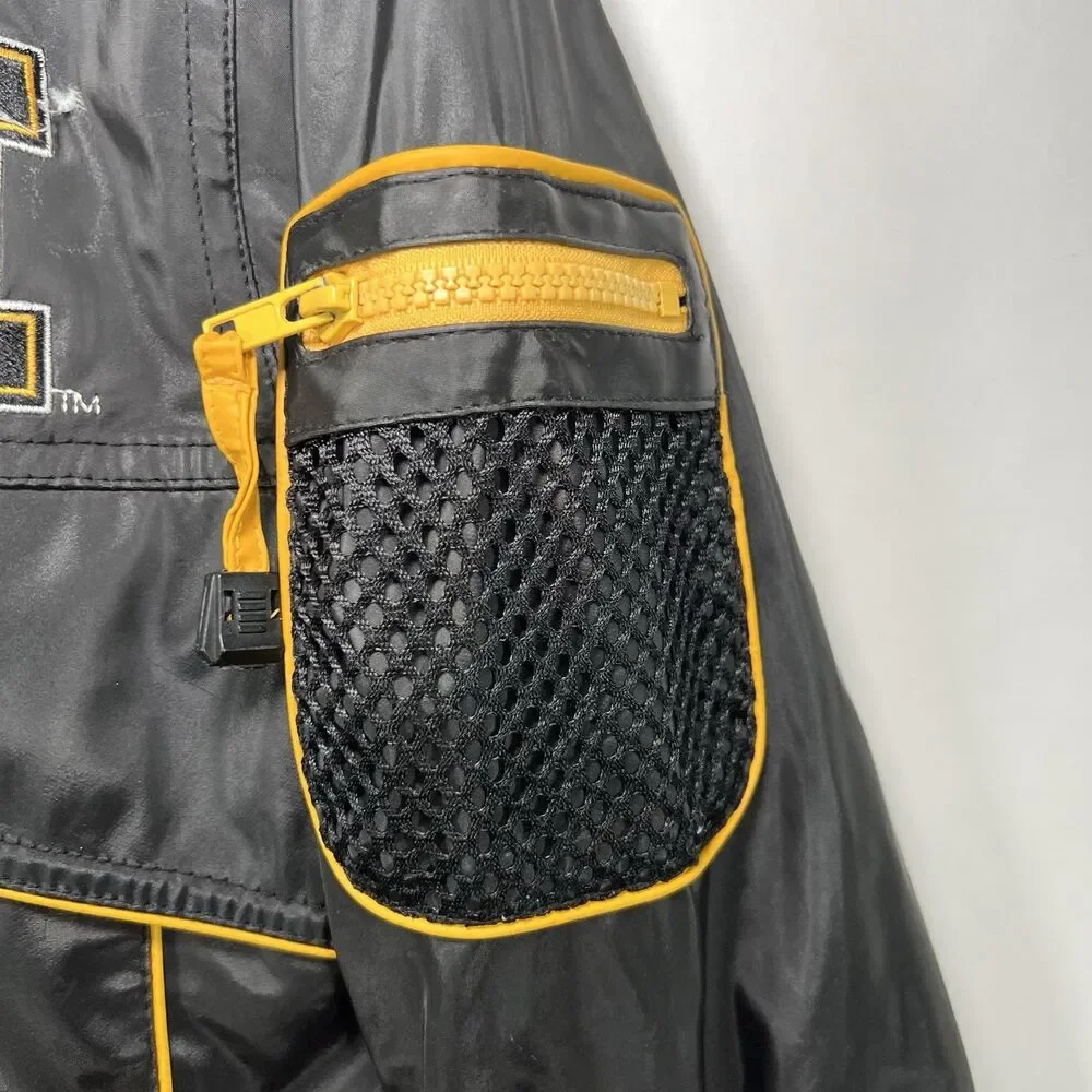 Missouri Tigers Full Zip Hooded Vinyl Jacket Youth Boys Large 12-14 Black Essex